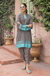 2-Pc Digital Printed Short Cut Line Shirt With Printed Tulip Trouser CWB23-01